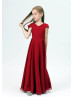 Red Chiffon Cross Back Awesome Junior Bridesmaid Dress